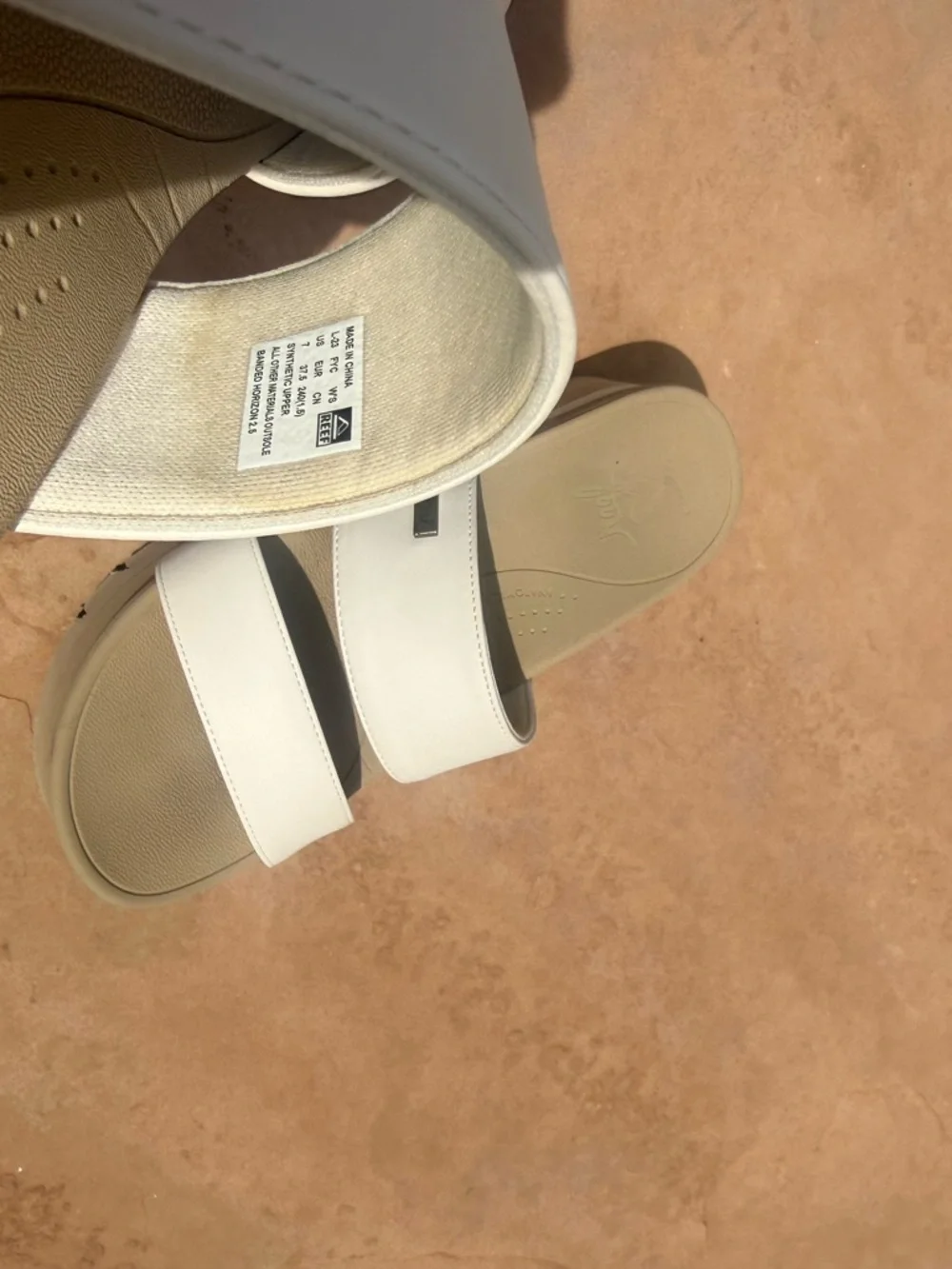 REEF cream white Double-Strap Platform Slide Mules with Tan Platform - Picture 4 of 6
